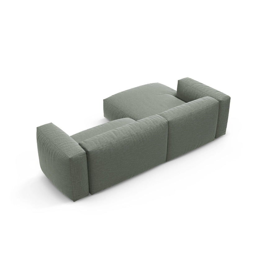 Martina 4-Sitzer Ecksofa mit Schlaffunktion, Linke Seite, aus Strukturierter Stoff in Moosgrün (Boston Water Green), 280x170 cm von Micadoni – Bild 8