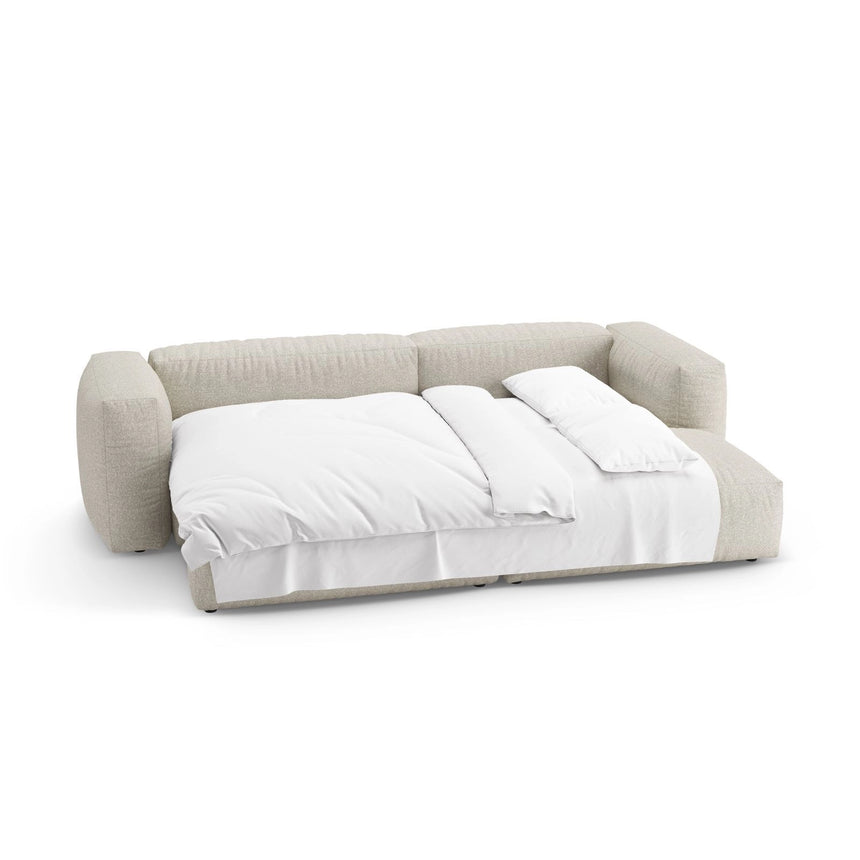 Martina 4-Sitzer Ecksofa mit Schlaffunktion, Rechte Seite, aus Boucle in Beige (Monet Sand), 280x170 cm von Micadoni – Bild 8