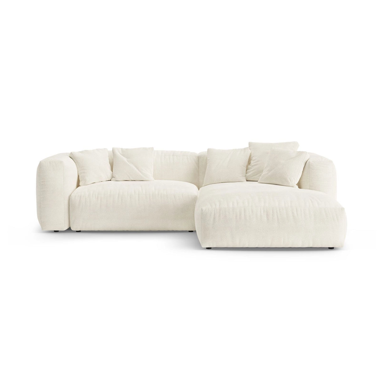 Martina 4-Sitzer Ecksofa mit Schlaffunktion, Rechte Seite, aus Boucle in Elfenbein (Monet Nata), 280x170 cm von Micadoni – Bild 1