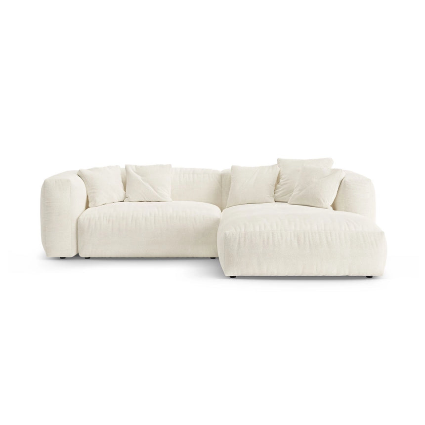 Martina 4-Sitzer Ecksofa mit Schlaffunktion, Rechte Seite, aus Boucle in Elfenbein (Monet Nata), 280x170 cm von Micadoni – Bild 1