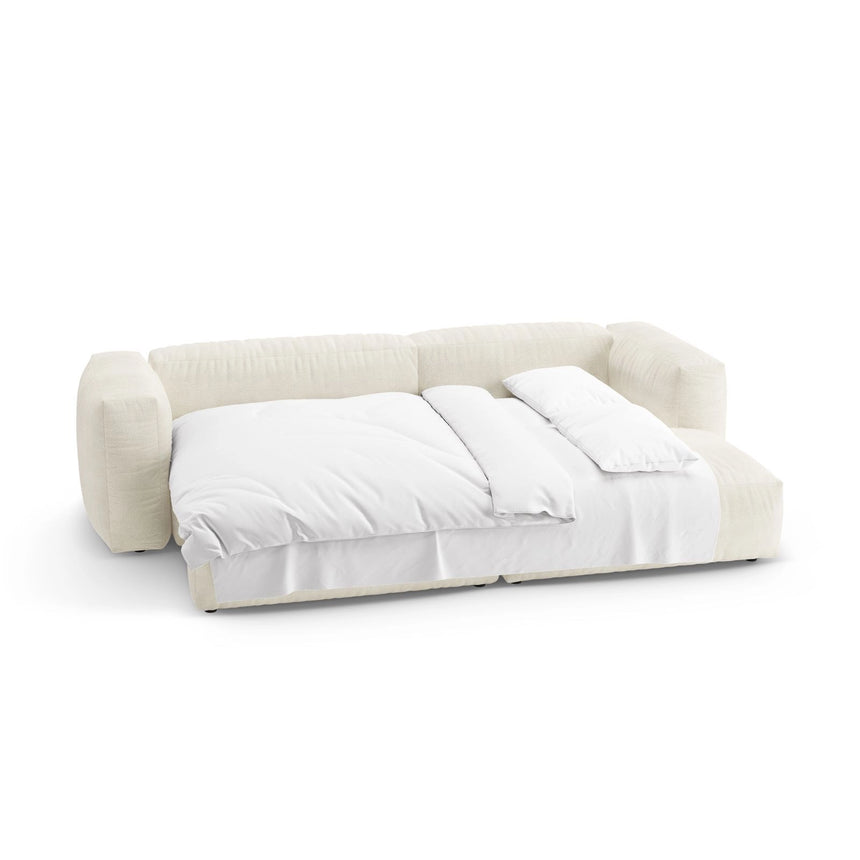 Martina 4-Sitzer Ecksofa mit Schlaffunktion, Rechte Seite, aus Boucle in Elfenbein (Monet Nata), 280x170 cm von Micadoni – Bild 8