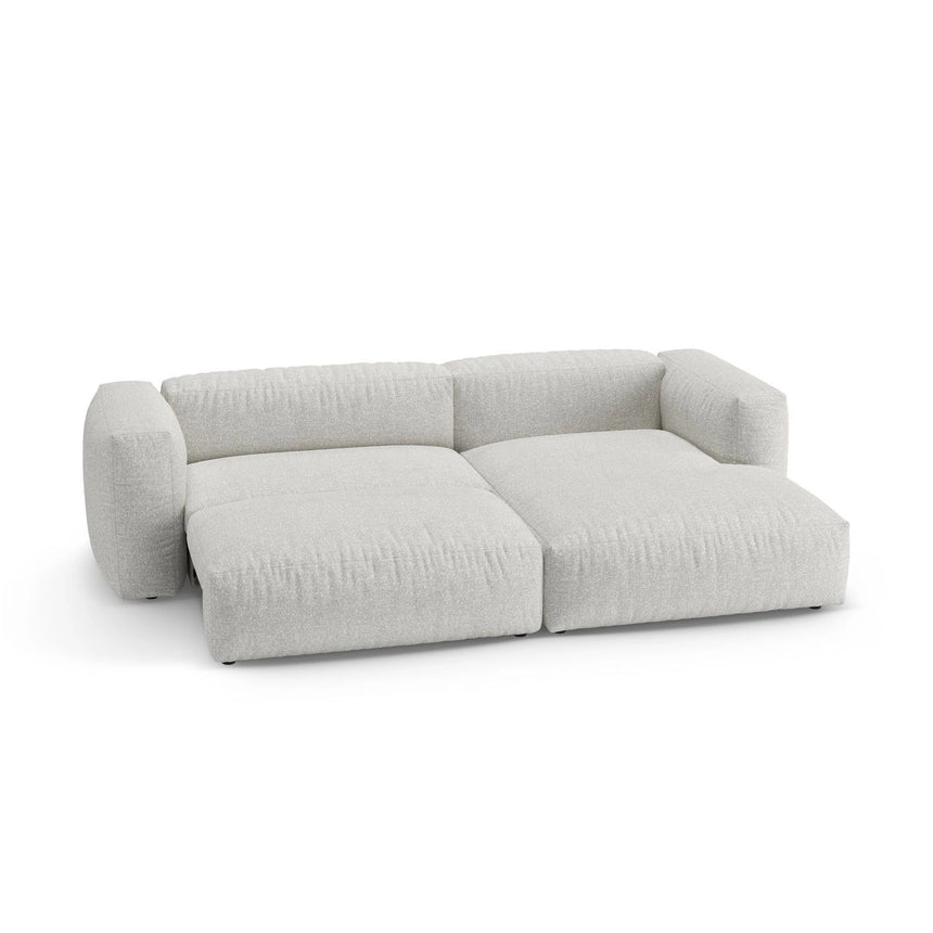 Martina 4-Sitzer Ecksofa mit Schlaffunktion, Rechte Seite, aus Boucle in Grey Beige Melange (Monet Pearl), 280x170 cm von Micadoni – Bild 7