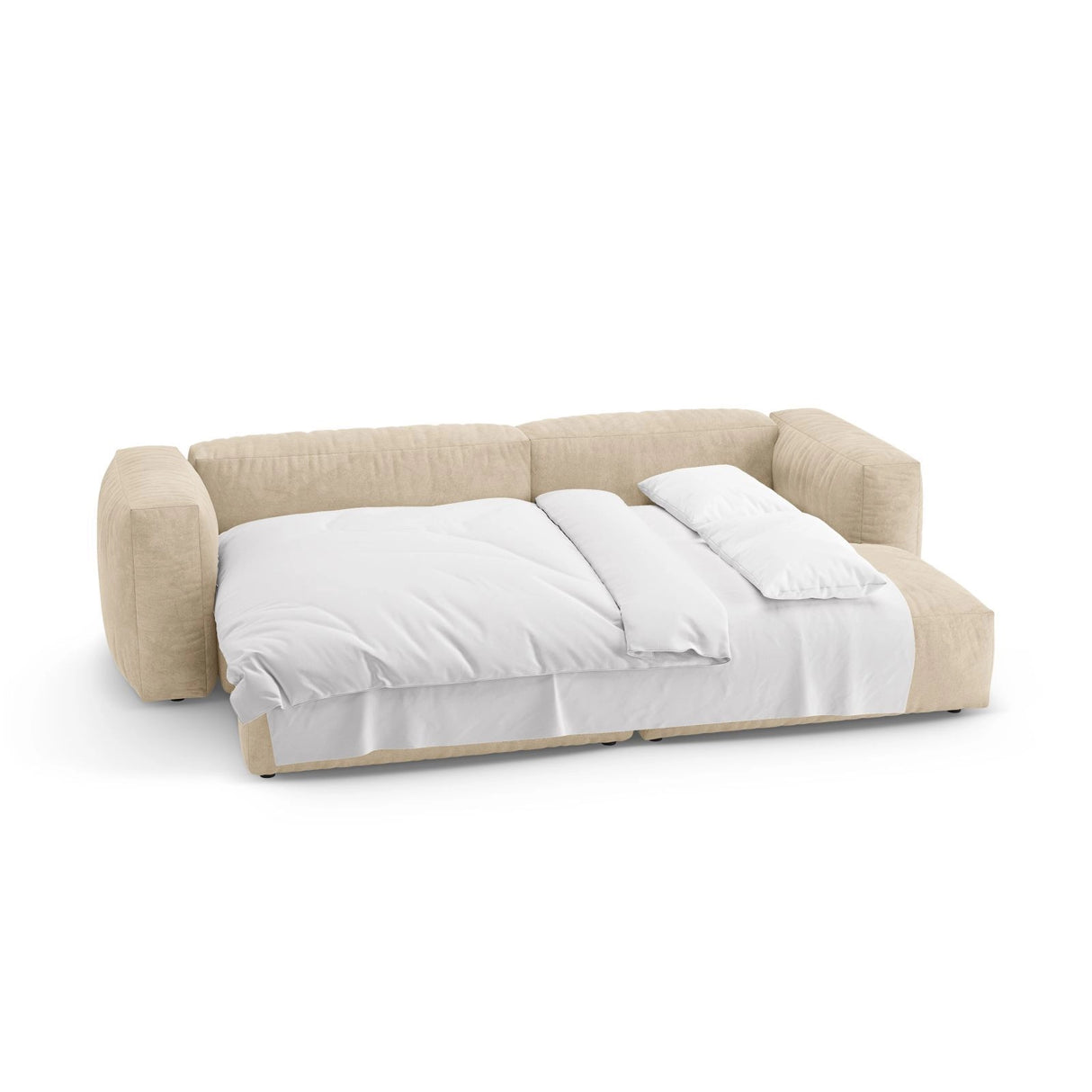 Martina 4-Sitzer Ecksofa mit Schlaffunktion, Rechte Seite, aus Samt, Boucle oder Strukturstoff, 280x170 cm von Micadoni – Bild 8