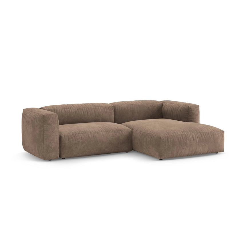 Martina 4-Sitzer Ecksofa mit Schlaffunktion, Rechte Seite, aus Samt in Dunkelbeige (Vogue 3), 280x170 cm von Micadoni – Bild 6