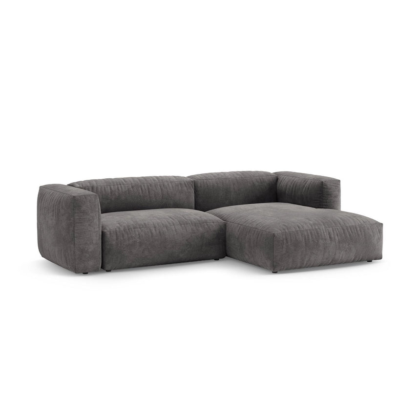 Martina 4-Sitzer Ecksofa mit Schlaffunktion, Rechte Seite, aus Samt in Grau (Vogue 15), 280x170 cm von Micadoni – Bild 6