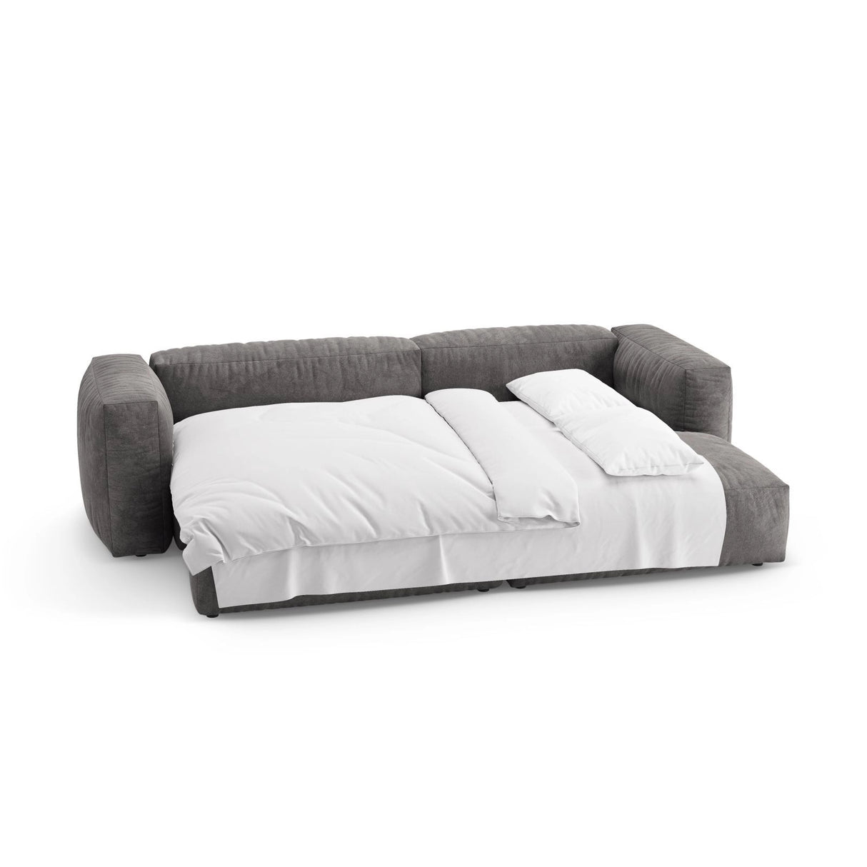 Martina 4-Sitzer Ecksofa mit Schlaffunktion, Rechte Seite, aus Samt in Grau (Vogue 15), 280x170 cm von Micadoni – Bild 8