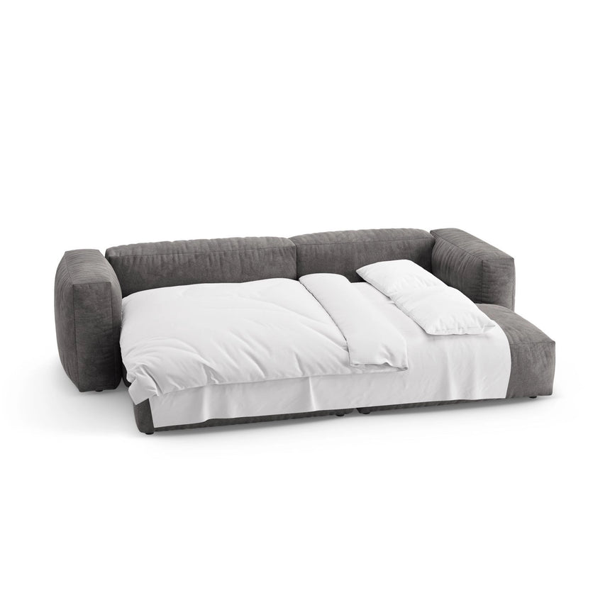 Martina 4-Sitzer Ecksofa mit Schlaffunktion, Rechte Seite, aus Samt in Grau (Vogue 15), 280x170 cm von Micadoni – Bild 8