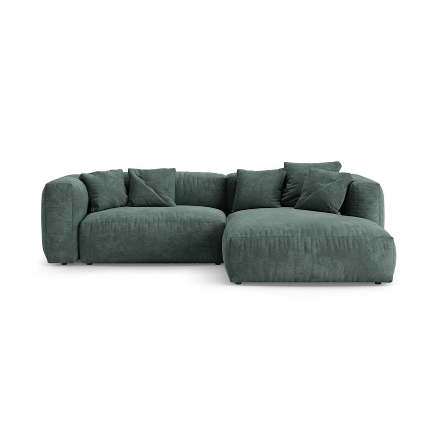 Martina 4-Sitzer Ecksofa mit Schlaffunktion, Rechte Seite, aus Samt in Petrol (Vogue 12), 280x170 cm von Micadoni – Bild 1