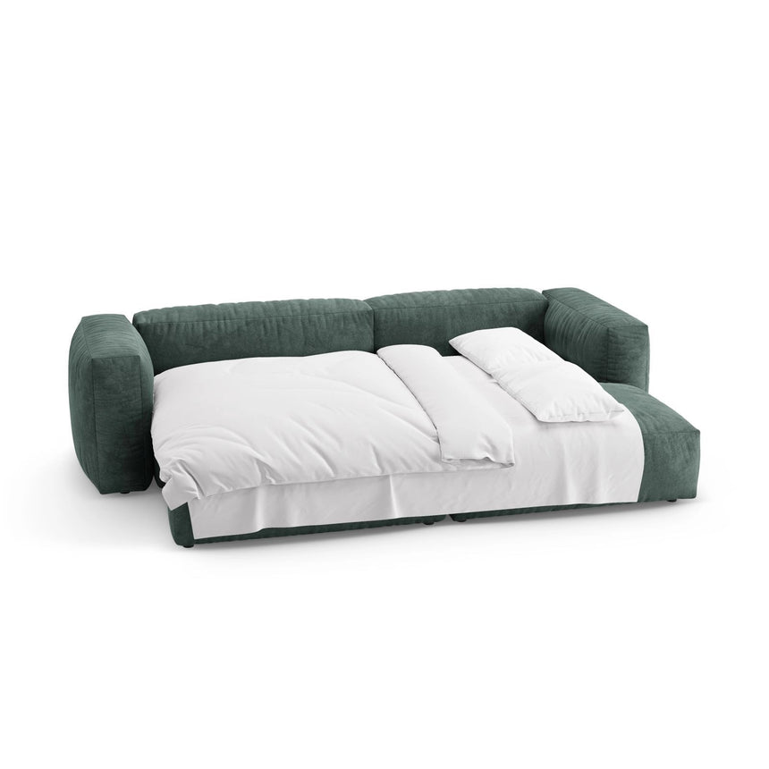 Martina 4-Sitzer Ecksofa mit Schlaffunktion, Rechte Seite, aus Samt in Petrol (Vogue 12), 280x170 cm von Micadoni – Bild 8