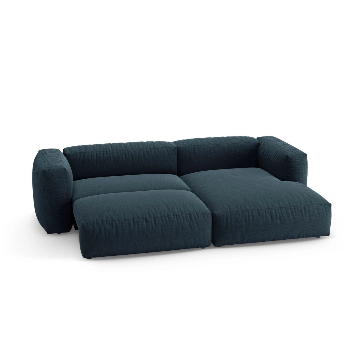 Martina 4-Sitzer Ecksofa mit Schlaffunktion, Rechte Seite, aus Strukturierter Stoff in Blau Jeans (Boston Ocean), 280x170 cm von Micadoni – Bild 6