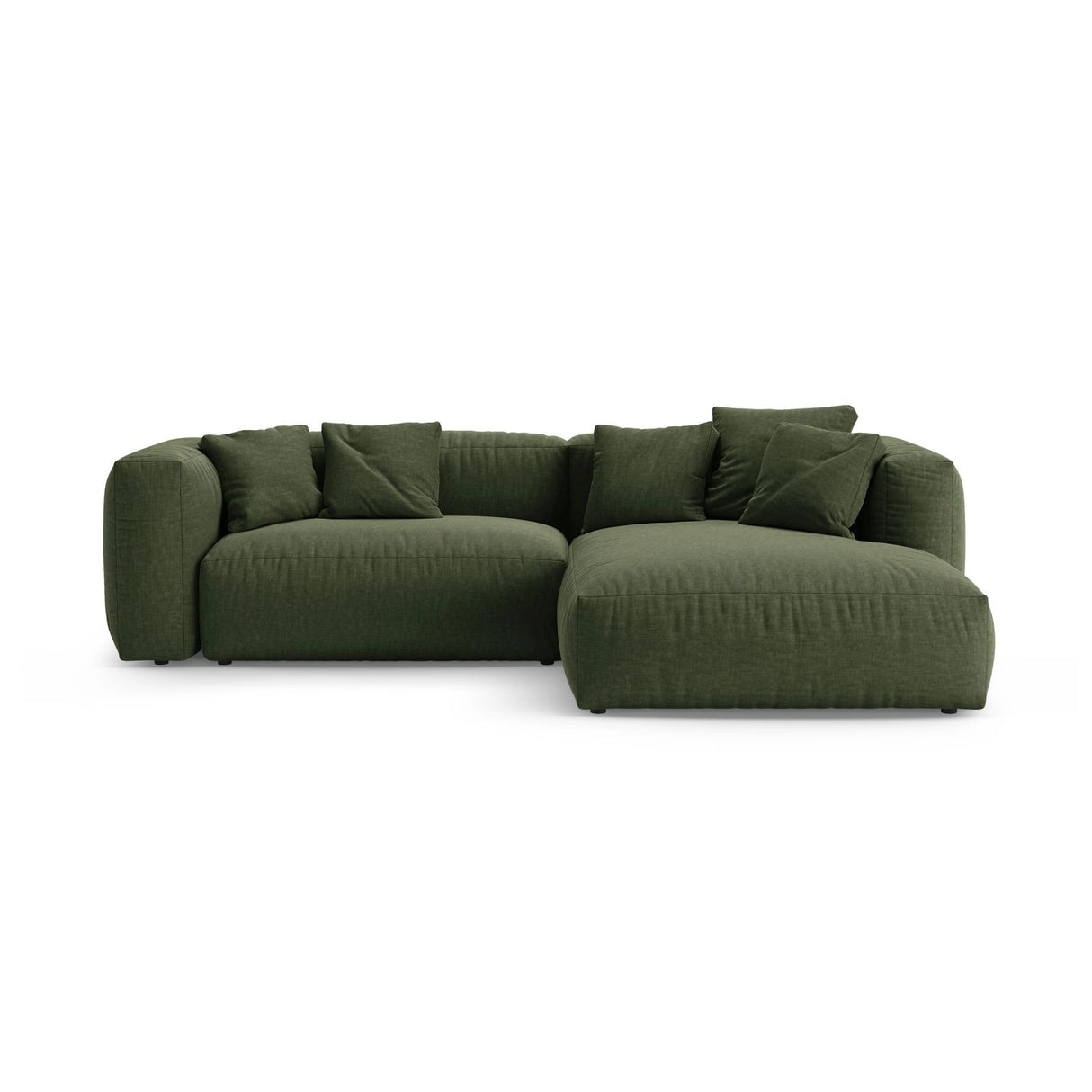 Martina 4-Sitzer Ecksofa mit Schlaffunktion, Rechte Seite, aus Strukturierter Stoff in Grün (Boston Forest), 280x170 cm von Micadoni – Bild 1