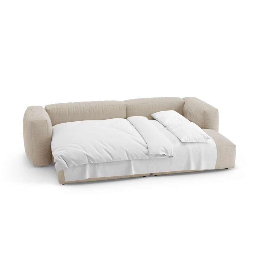 Martina 4-Sitzer Ecksofa mit Schlaffunktion, Rechte Seite, aus Strukturierter Stoff in Leichtes Beige (Boston Toffee), 280x170 cm von Micadoni – Bild 7