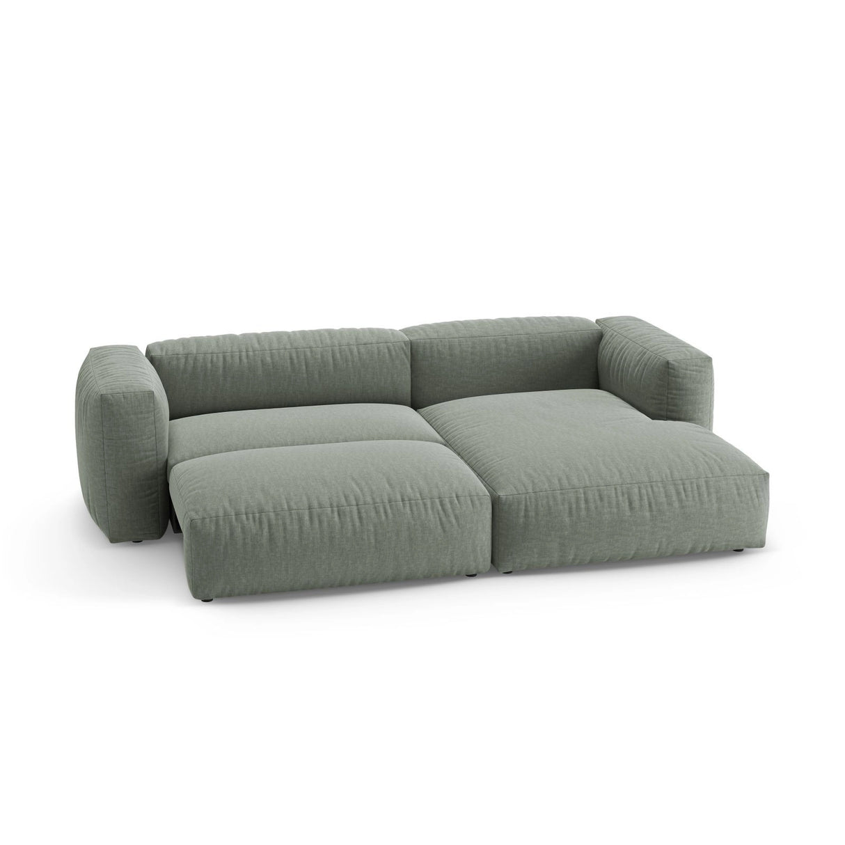 Martina 4-Sitzer Ecksofa mit Schlaffunktion, Rechte Seite, aus Strukturierter Stoff in Moosgrün (Boston Water Green), 280x170 cm von Micadoni – Bild 6