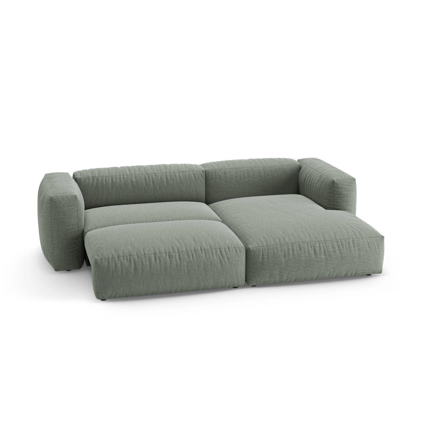 Martina 4-Sitzer Ecksofa mit Schlaffunktion, Rechte Seite, aus Strukturierter Stoff in Moosgrün (Boston Water Green), 280x170 cm von Micadoni – Bild 6