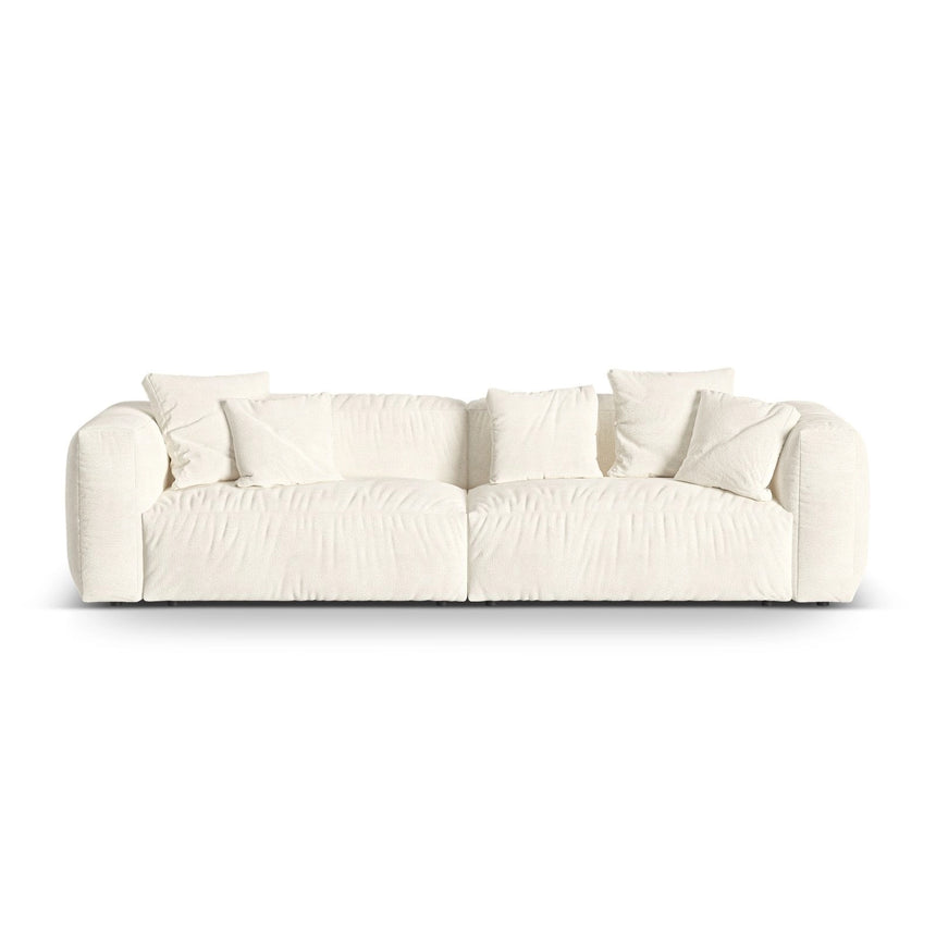Martina 4-Sitzer Sofa, Sitztiefe 76 cm, aus Boucle in Elfenbein (Monet Nata), 320x106 cm von Micadoni – Bild 1
