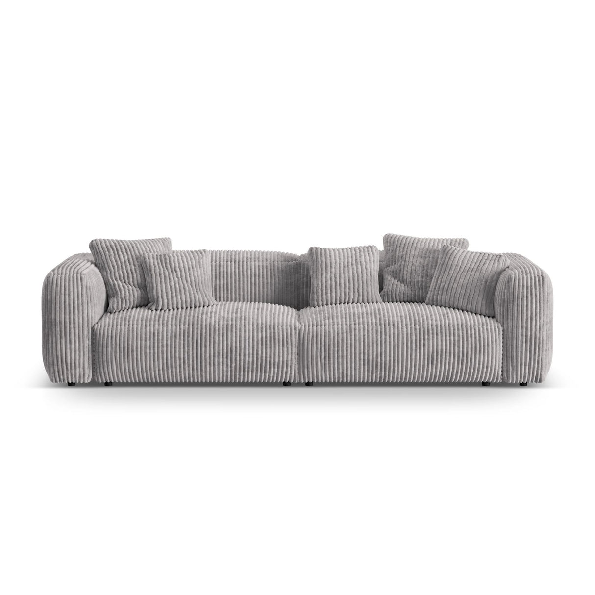 Martina 4-Sitzer Sofa, Sitztiefe 76 cm, aus Cord in Hellgrau (Tilia 86), 320x106 cm von Micadoni – Bild 1