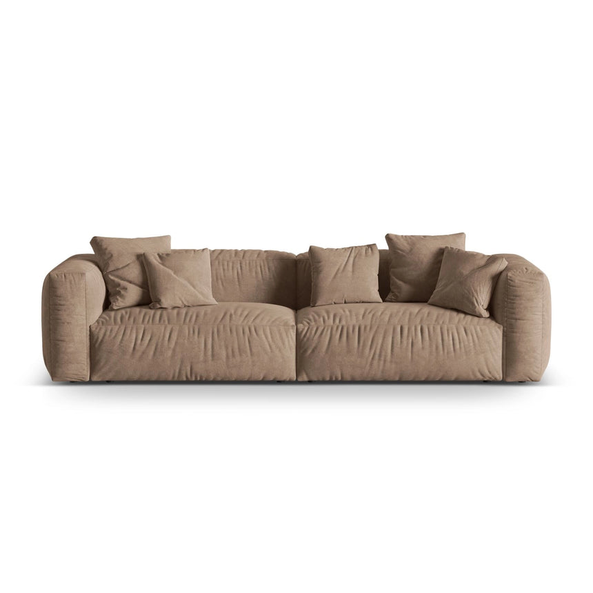 Martina 4-Sitzer Sofa, Sitztiefe 76 cm, aus Samt in Dunkelbeige (Vogue 3), 320x106 cm von Micadoni – Bild 1