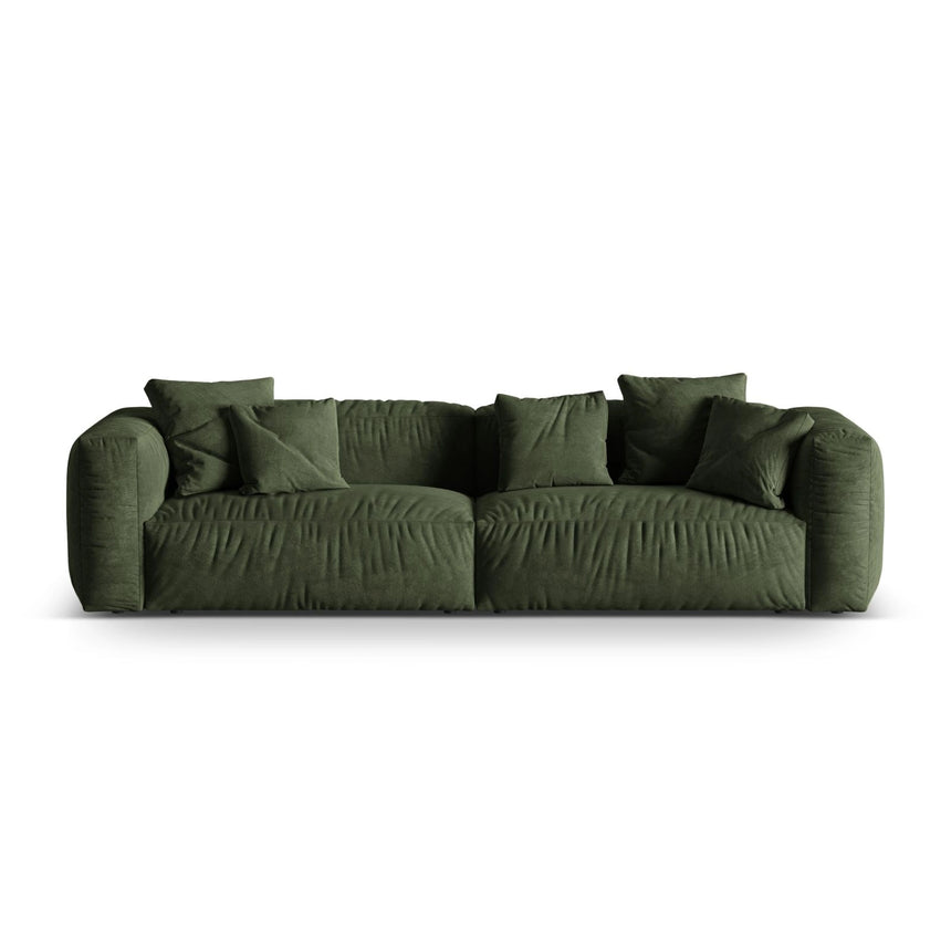 Martina 4-Sitzer Sofa, Sitztiefe 76 cm, aus Samt in Grün (Vogue 11), 320x106 cm von Micadoni – Bild 1