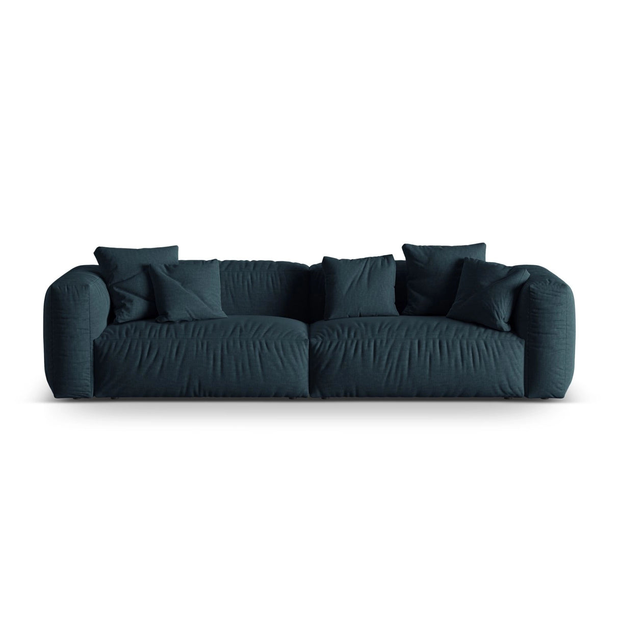 Martina 4-Sitzer Sofa, Sitztiefe 76 cm, aus Strukturierter Stoff in Blau Jeans (Boston Ocean), 320x106 cm von Micadoni – Bild 1