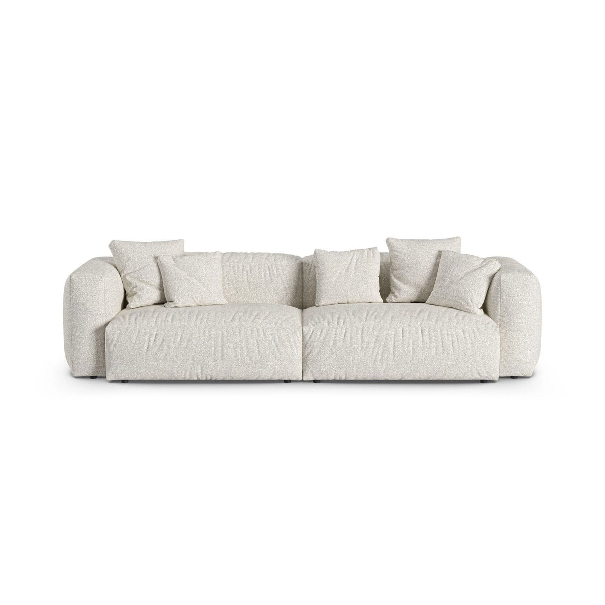 Martina 4-Sitzer Sofa, Sitztiefe 90 cm, aus Boucle in Grau Beige meliert (Monet Pearl), 320x120 cm von Micadoni – Bild 1