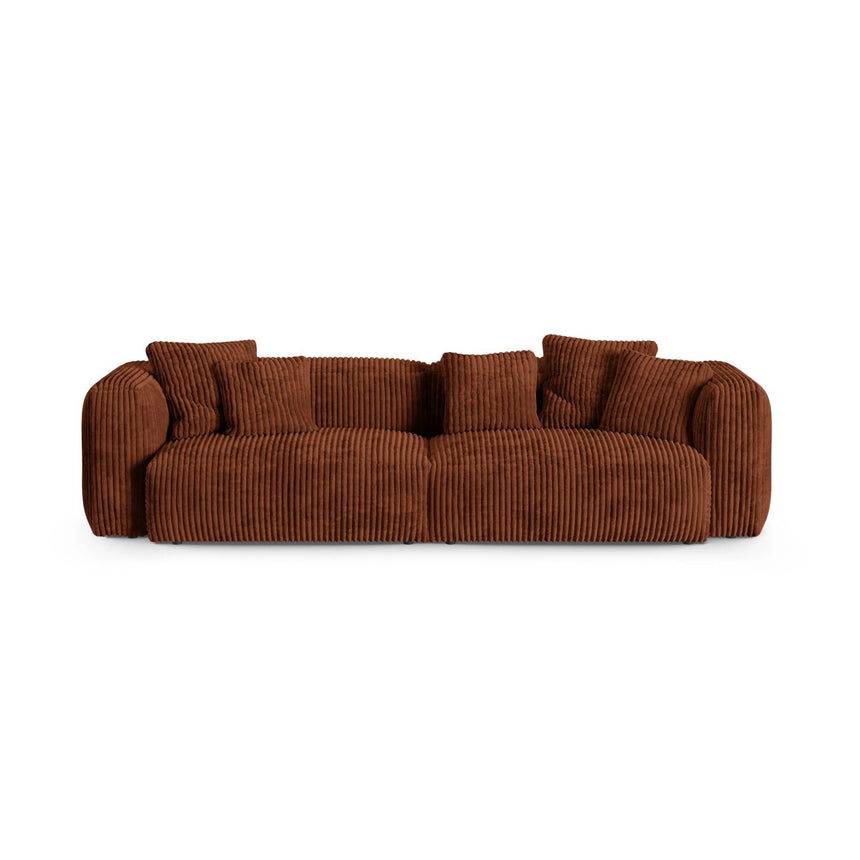 Martina 4-Sitzer Sofa, Sitztiefe 90 cm, aus Cord in Brick (Tilia 52), 320x120 cm von Micadoni – Bild 1