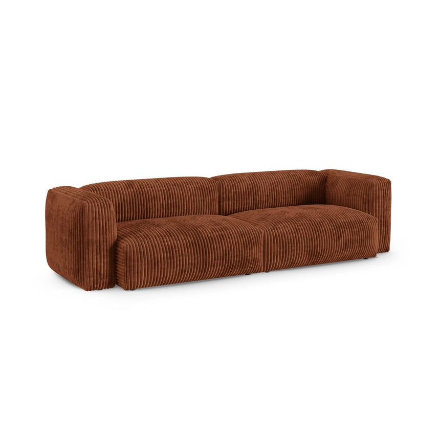 Martina 4-Sitzer Sofa, Sitztiefe 90 cm, aus Cord in Brick (Tilia 52), 320x120 cm von Micadoni – Bild 3
