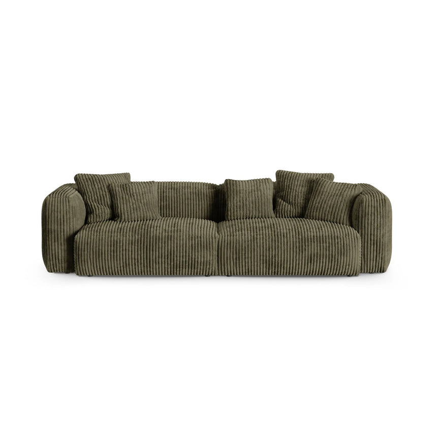 Martina 4-Sitzer Sofa, Sitztiefe 90 cm, aus Cord in Moosgrün (Tilia 37), 320x120 cm von Micadoni – Bild 1