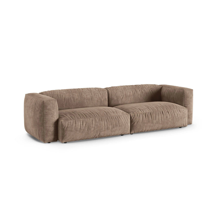 Martina 4-Sitzer Sofa, Sitztiefe 90 cm, aus Samt in Dunkelbeige (Vogue 3), 320x120 cm von Micadoni – Bild 3