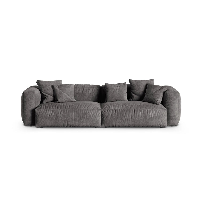Martina 4-Sitzer Sofa, Sitztiefe 90 cm, aus Samt in Grau (Vogue 15), 320x120 cm von Micadoni – Bild 1