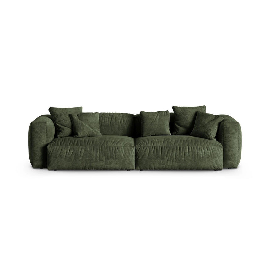 Martina 4-Sitzer Sofa, Sitztiefe 90 cm, aus Samt in Grün (Vogue 11), 320x120 cm von Micadoni – Bild 1