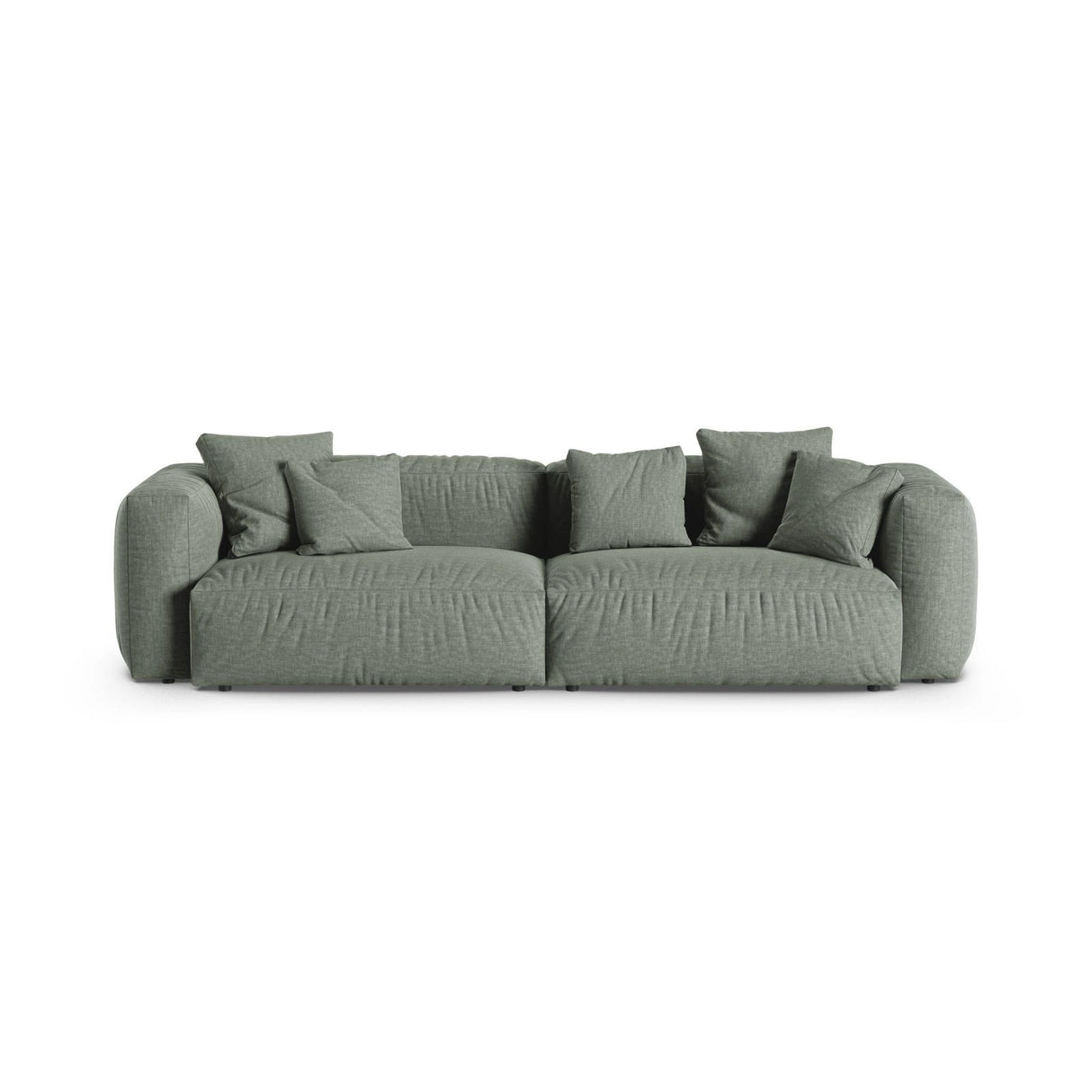 Martina 4-Sitzer Sofa, Sitztiefe 90 cm, aus Strukturierter Stoff in Moosgrün (Boston Water Green), 320x120 cm von Micadoni – Bild 1