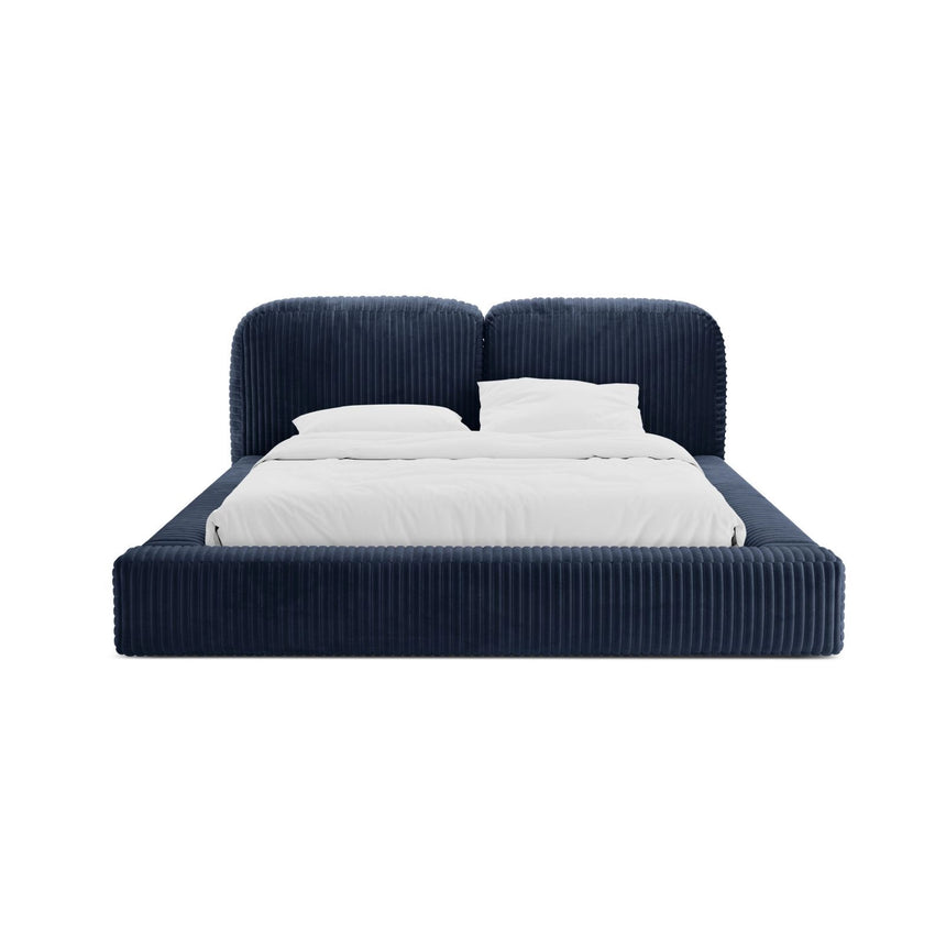 Martina Bett mit Doppelkopfteil und Stauraum aus Cord in Marineblau (Tilia 77), 180x200 cm von Micadoni – Bild 5