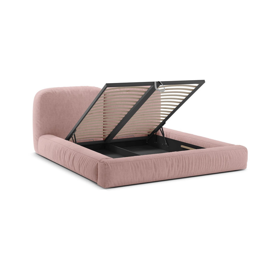 Martina Bett mit Doppelkopfteil und Stauraum aus Strukturierter Stoff in Rosa (Boston Pink), 180x200 cm von Micadoni – Bild 7