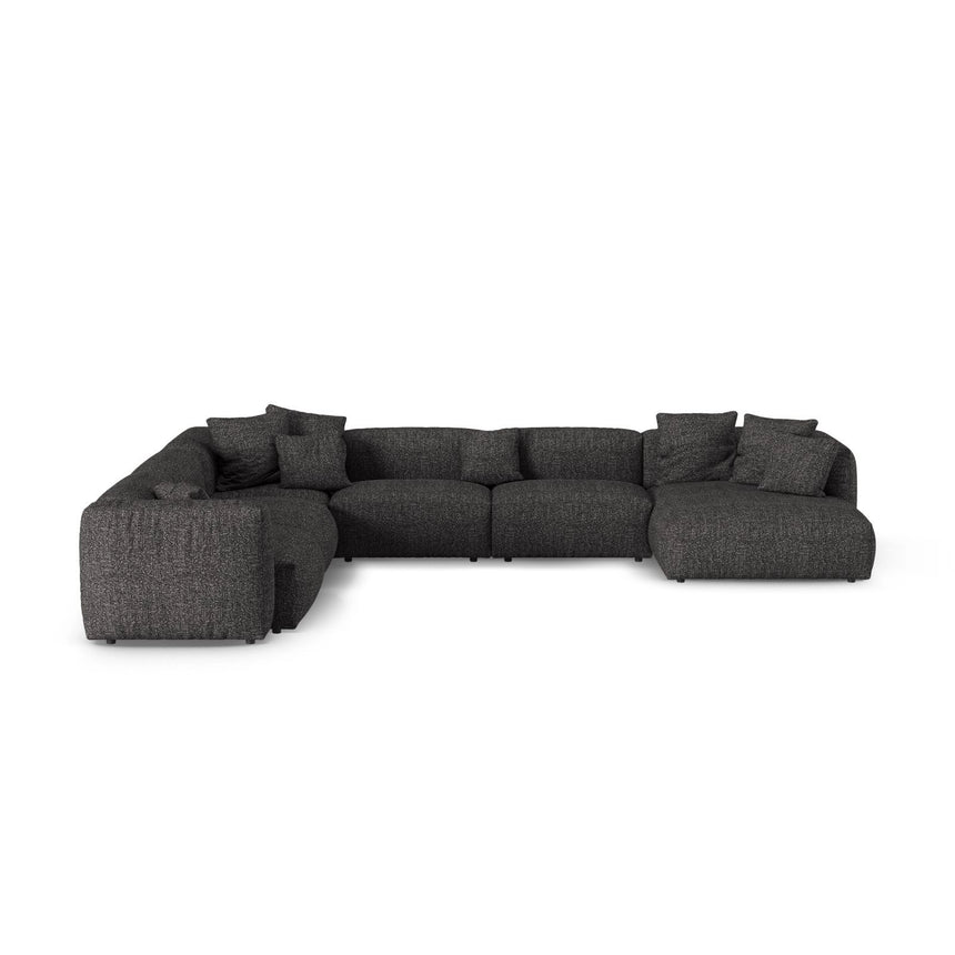 Martina Modulares Panoramasofa, Linke Seite, Sitztiefe 90 cm, aus Boucle in Anthrazit (Monet Anthracite), 420x330 cm von Micadoni – Bild 1