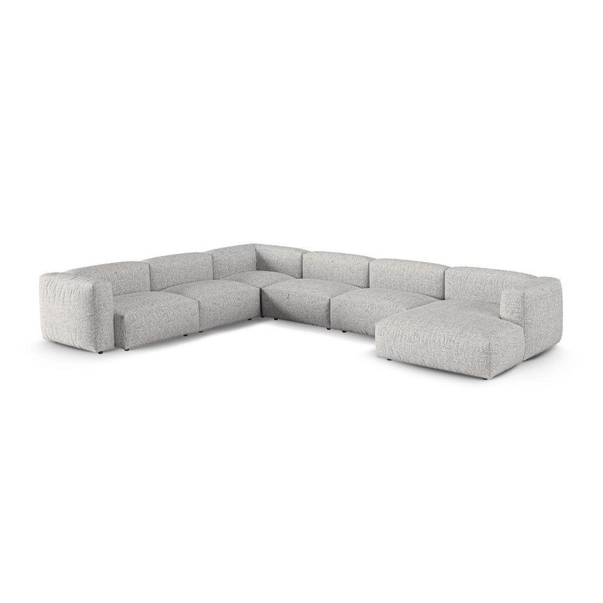 Martina Modulares Panoramasofa, Linke Seite, Sitztiefe 90 cm, aus Boucle in Silber (Monet Silver), 420x330 cm von Micadoni – Bild 3