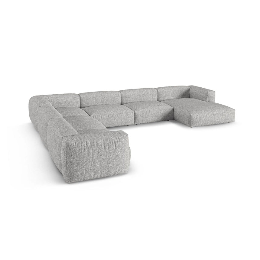 Martina Modulares Panoramasofa, Linke Seite, Sitztiefe 90 cm, aus Boucle in Silber (Monet Silver), 420x330 cm von Micadoni – Bild 4