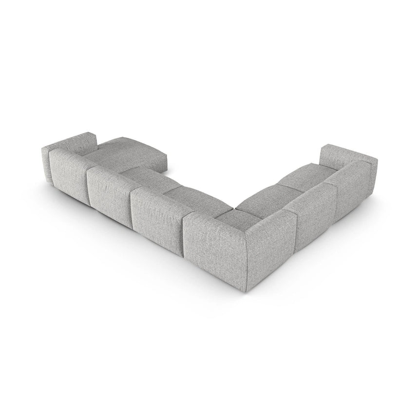 Martina Modulares Panoramasofa, Linke Seite, Sitztiefe 90 cm, aus Boucle in Silber (Monet Silver), 420x330 cm von Micadoni – Bild 5