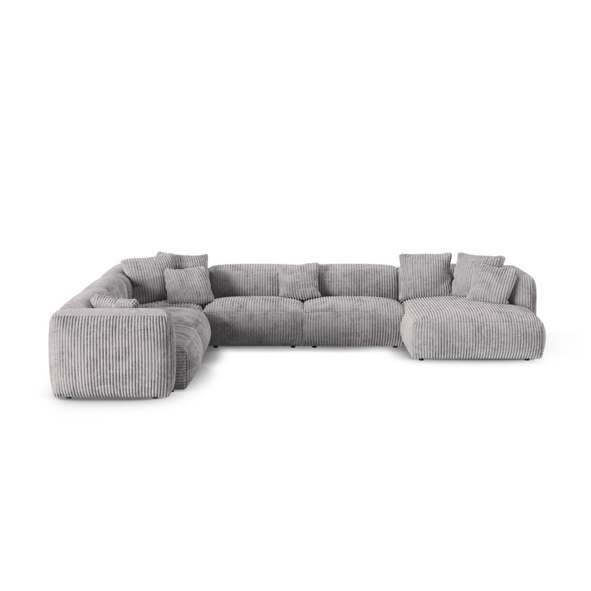 Martina Modulares Panoramasofa, Linke Seite, Sitztiefe 90 cm, aus Cord in Hellgrau (Tilia 86), 420x330 cm von Micadoni – Bild 1