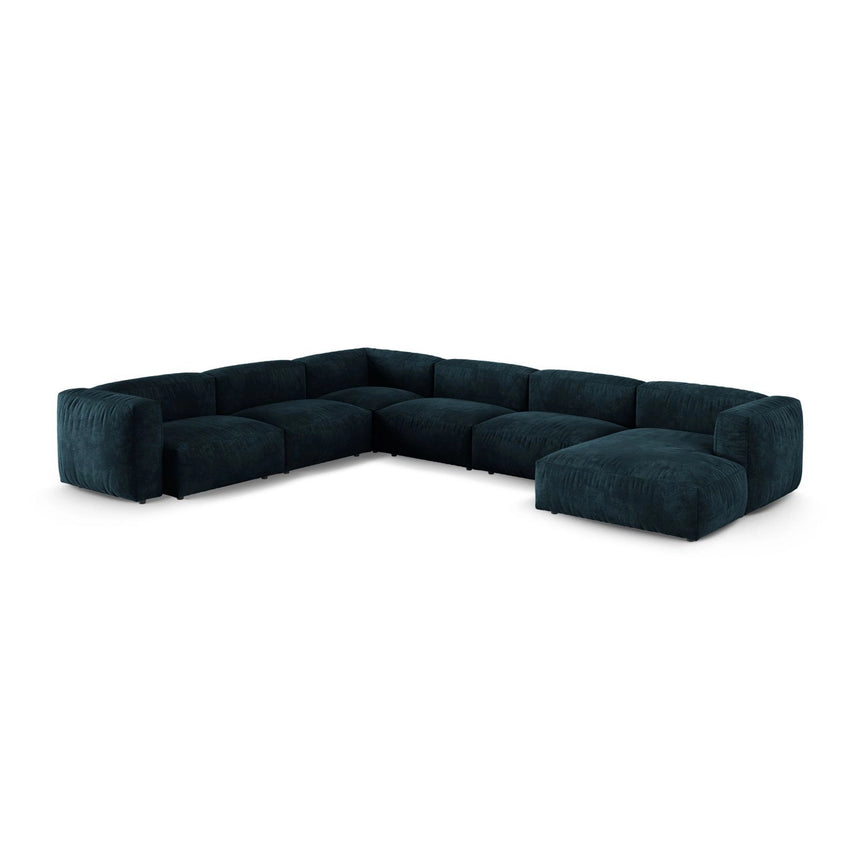 Martina Modulares Panoramasofa, Linke Seite, Sitztiefe 90 cm, aus Samt in Deep Petrol (Vogue 13), 420x330 cm von Micadoni – Bild 3