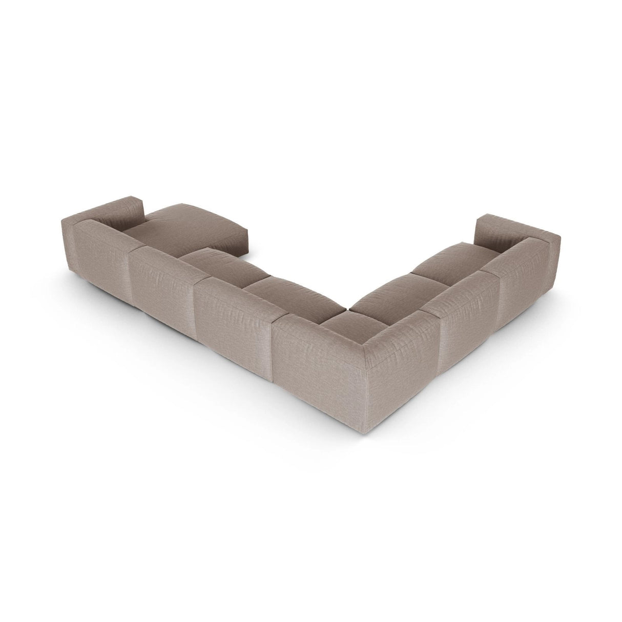 Martina Modulares Panoramasofa, Linke Seite, Sitztiefe 90 cm, aus Strukturierter Stoff in Dunkelbeige (Boston Trufa), 420x330 cm von Micadoni – Bild 5