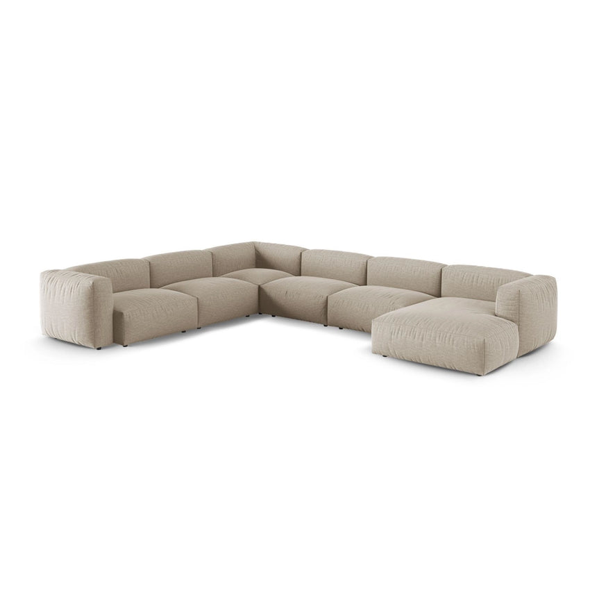 Martina Modulares Panoramasofa, Linke Seite, Sitztiefe 90 cm, aus Strukturierter Stoff in Leichtes Beige (Boston Toffee), 420x330 cm von Micadoni – Bild 3