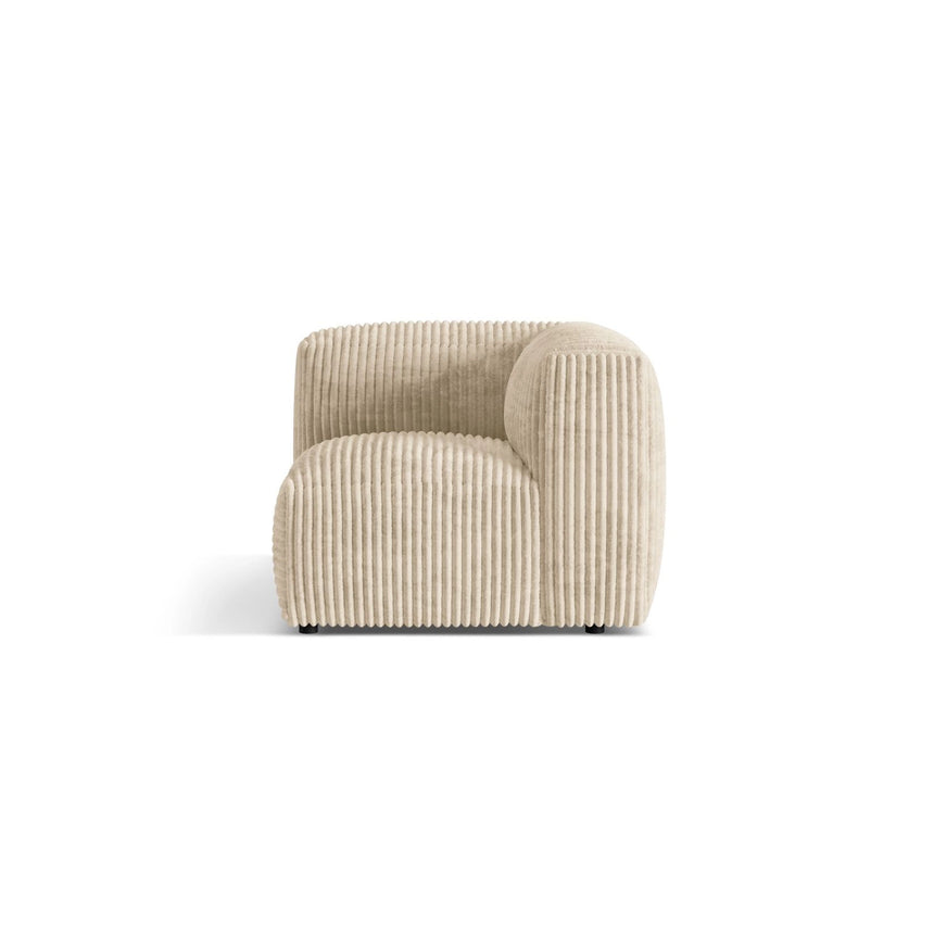 Martina Modulares Sofa Sitzelement, Linke Seite, Sitztiefe 76 cm, aus Cord in Leichtes Beige (Tilia 03), 106x106 cm von Micadoni – Bild 1
