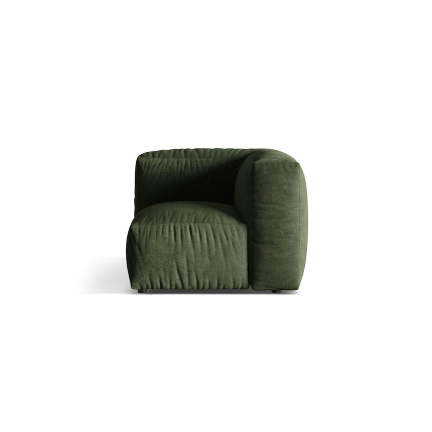 Martina Modulares Sofa Sitzelement, Linke Seite, Sitztiefe 76 cm, aus Samt in Grün (Vogue 11), 106x106 cm von Micadoni – Bild 1