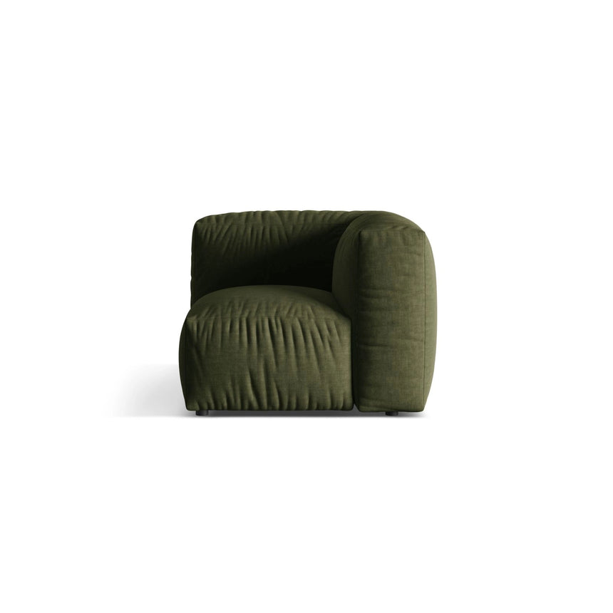 Martina Modulares Sofa Sitzelement, Linke Seite, Sitztiefe 76 cm, aus Strukturierter Stoff in Grün (Boston Forest), 106x106 cm von Micadoni – Bild 1