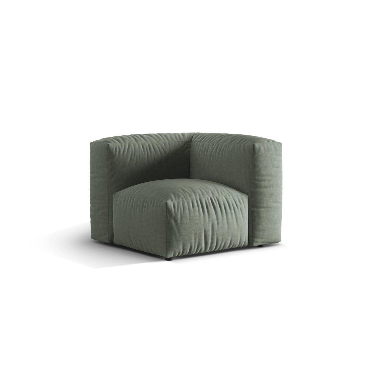 Martina Modulares Sofa Sitzelement, Linke Seite, Sitztiefe 76 cm, aus Strukturierter Stoff in Moosgrün (Boston Water Green), 106x106 cm von Micadoni – Bild 3