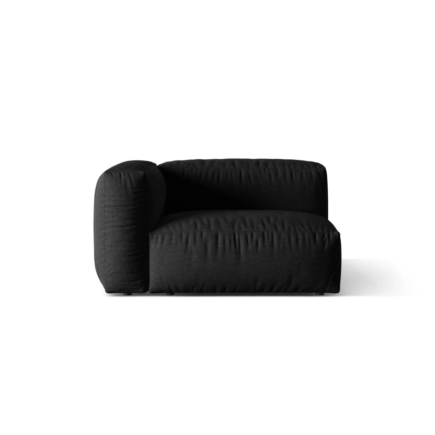 Martina Modulares Sofa Sitzelement, Linke Seite, Sitztiefe 76 cm, aus Strukturierter Stoff in Schwarz (Boston Black), 120x106 cm von Micadoni – Bild 1