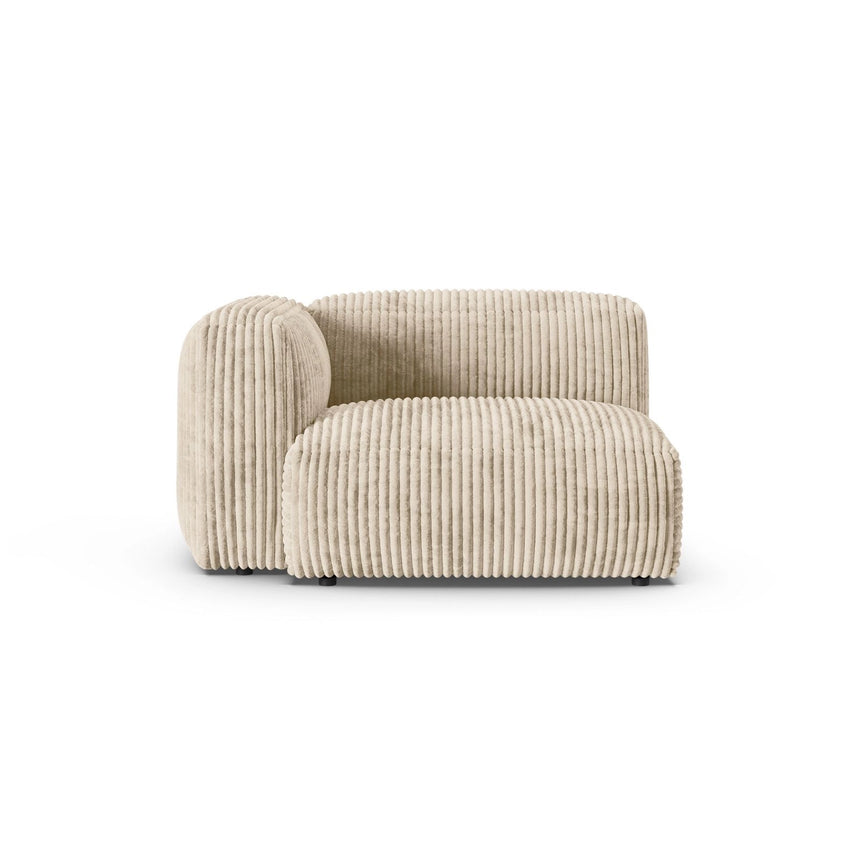 Martina Modulares Sofa Sitzelement, Linke Seite, Sitztiefe 90 cm, aus Cord in Leichtes Beige (Tilia 03), 120x120 cm von Micadoni – Bild 1