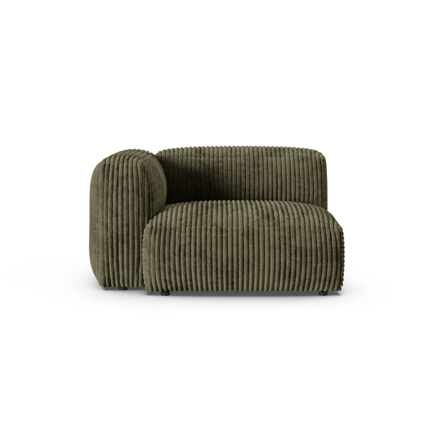 Martina Modulares Sofa Sitzelement, Linke Seite, Sitztiefe 90 cm, aus Cord in Moosgrün (Tilia 37), 120x120 cm von Micadoni – Bild 1