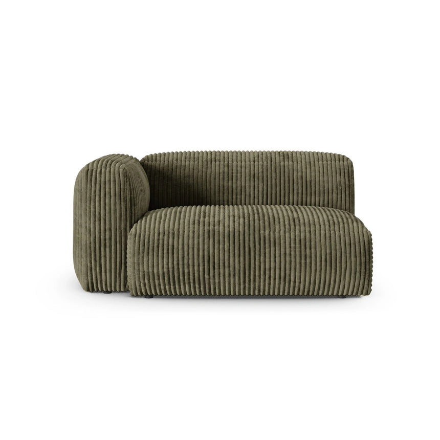 Martina Modulares Sofa Sitzelement, Linke Seite, Sitztiefe 90 cm, aus Cord in Moosgrün (Tilia 37), 160x120 cm von Micadoni – Bild 1