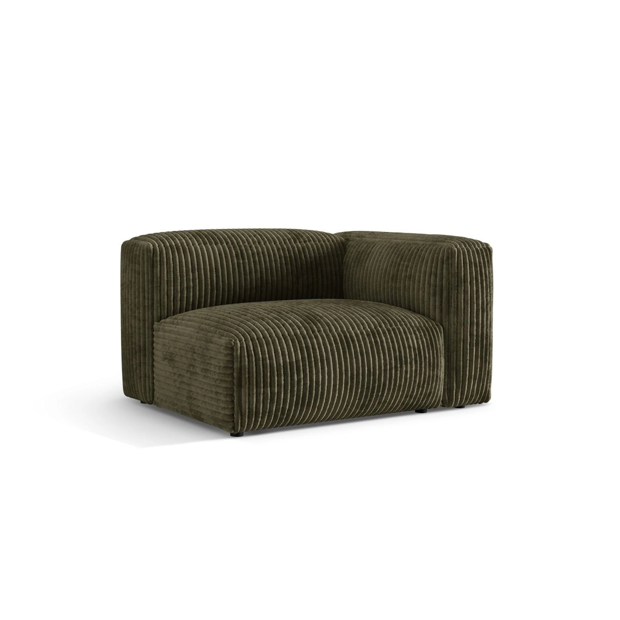 Martina Modulares Sofa Sitzelement, Rechte Seite, Sitztiefe 76 cm, aus Cord in Moosgrün (Tilia 37), 120x106 cm von Micadoni – Bild 3